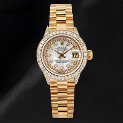Orologio Rolex Datejust 69178 26 mm Quadrante con Diamanti a Filo in Madreperla Bianca Oro Giallo Bracciale President