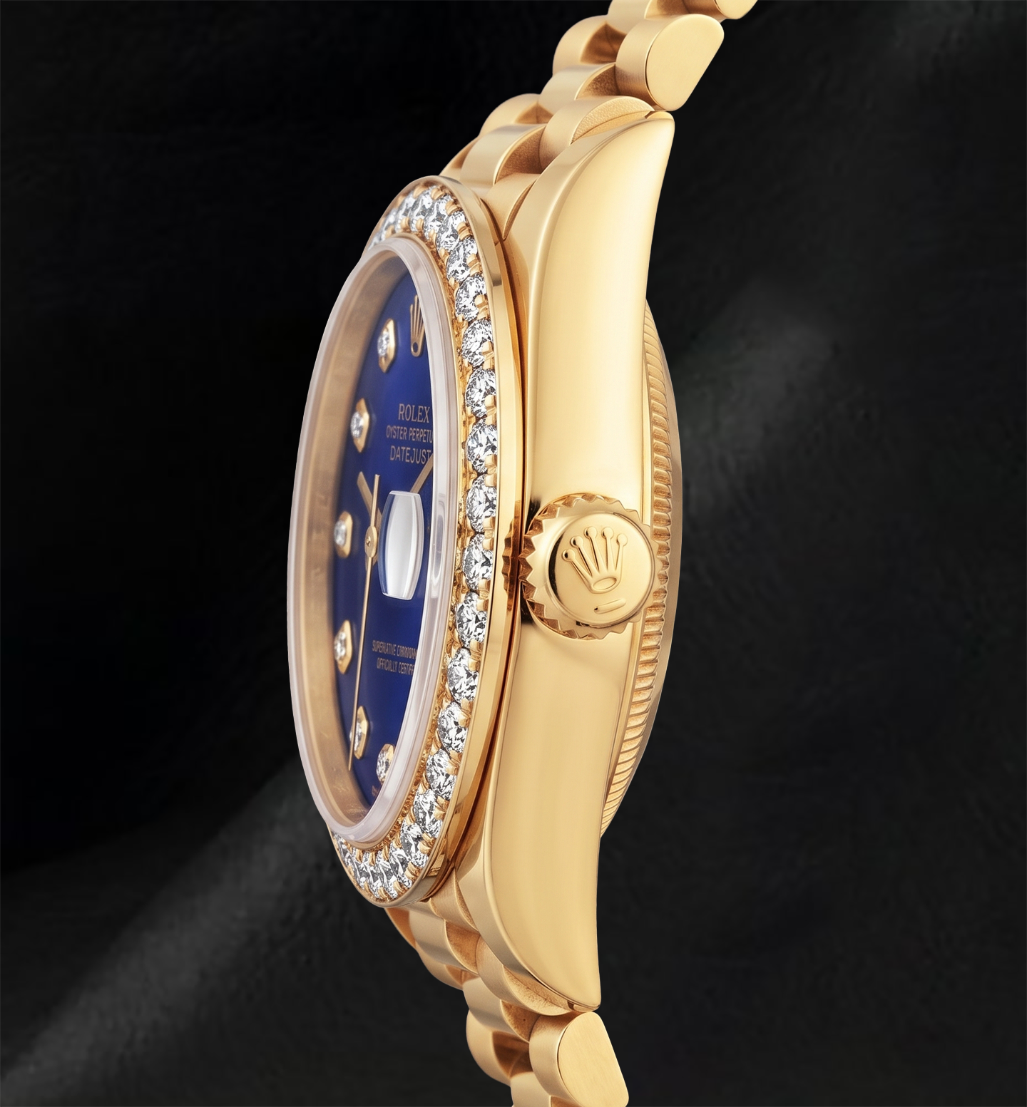 Rolex Datejust 69178 Quadrante Blu con Diamanti 26mm Bracciale President Orologio in Oro 18K