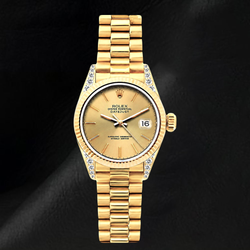 Rolex Datejust 69178 Quadrante Champagne 26 mm Bracciale President Orologio in Oro Giallo 18 carati