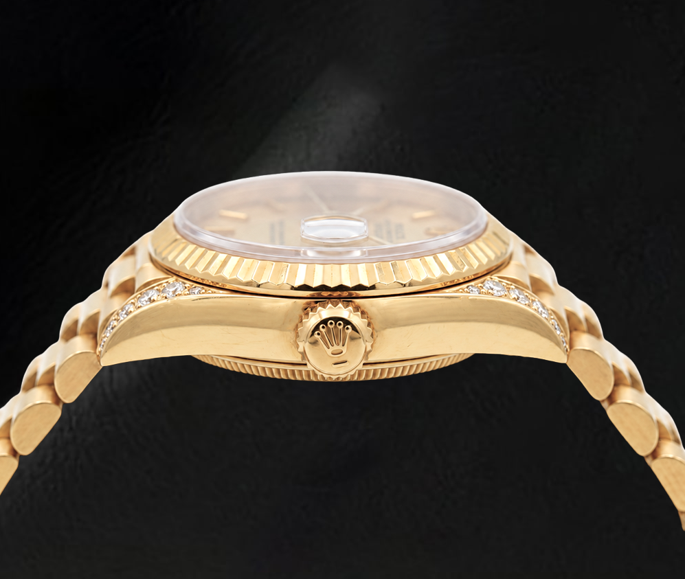 Rolex Datejust 69178 Quadrante Champagne 26 mm Bracciale President Orologio in Oro Giallo 18 carati