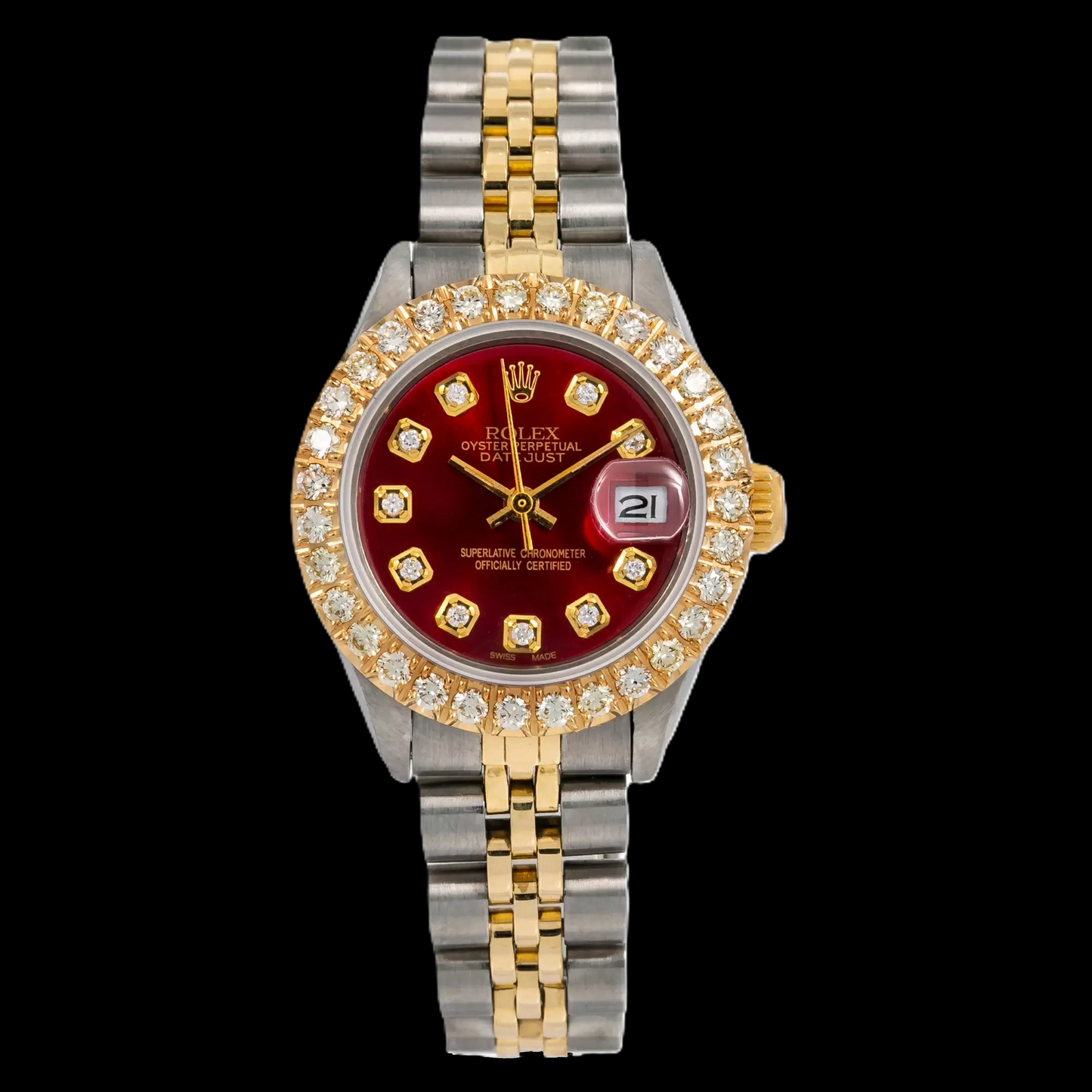 Rolex Datejust 6917 26 mm Orologio Bicolore Quadrante Rosso con Diamanti