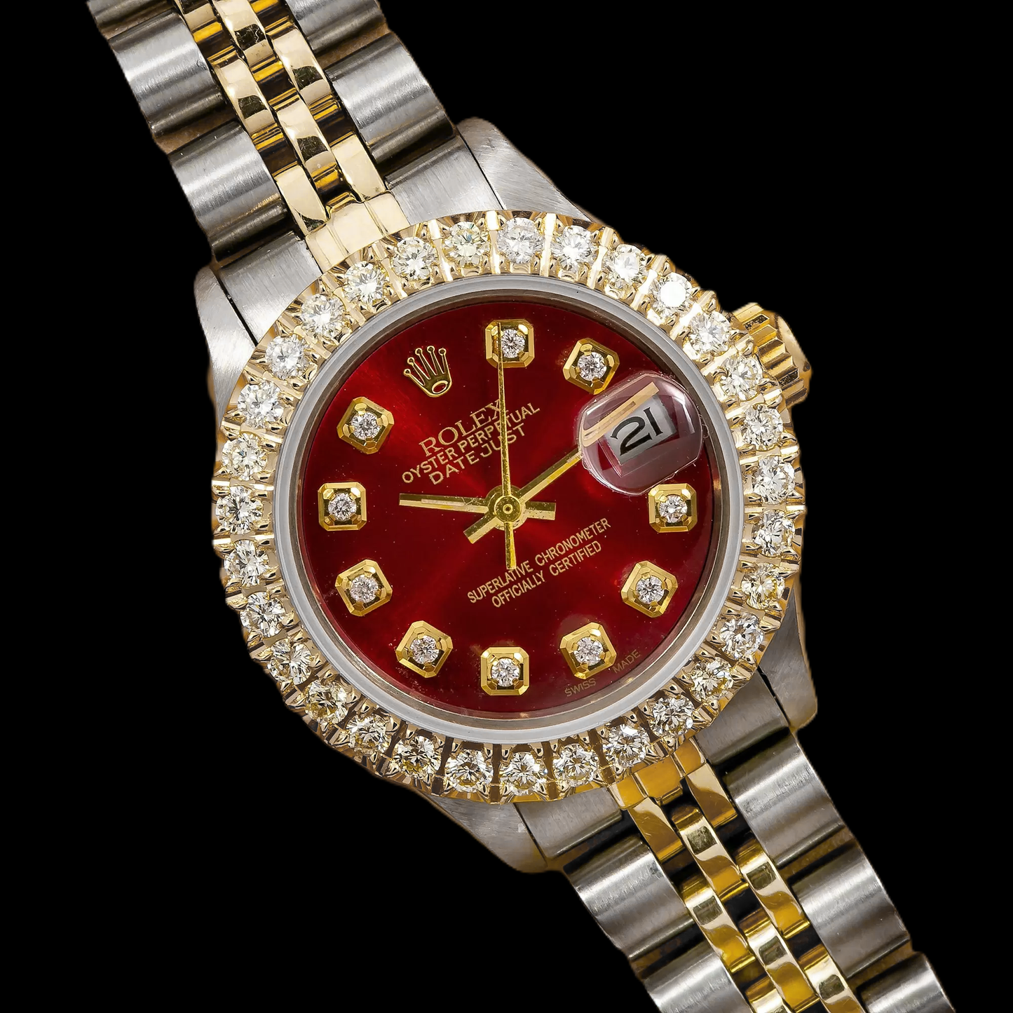 Rolex Datejust 6917 26 mm Orologio Bicolore Quadrante Rosso con Diamanti