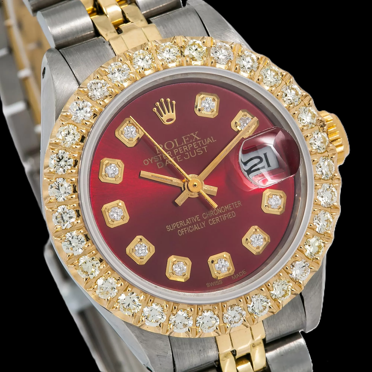 Rolex Datejust 6917 26 mm Orologio Bicolore Quadrante Rosso con Diamanti