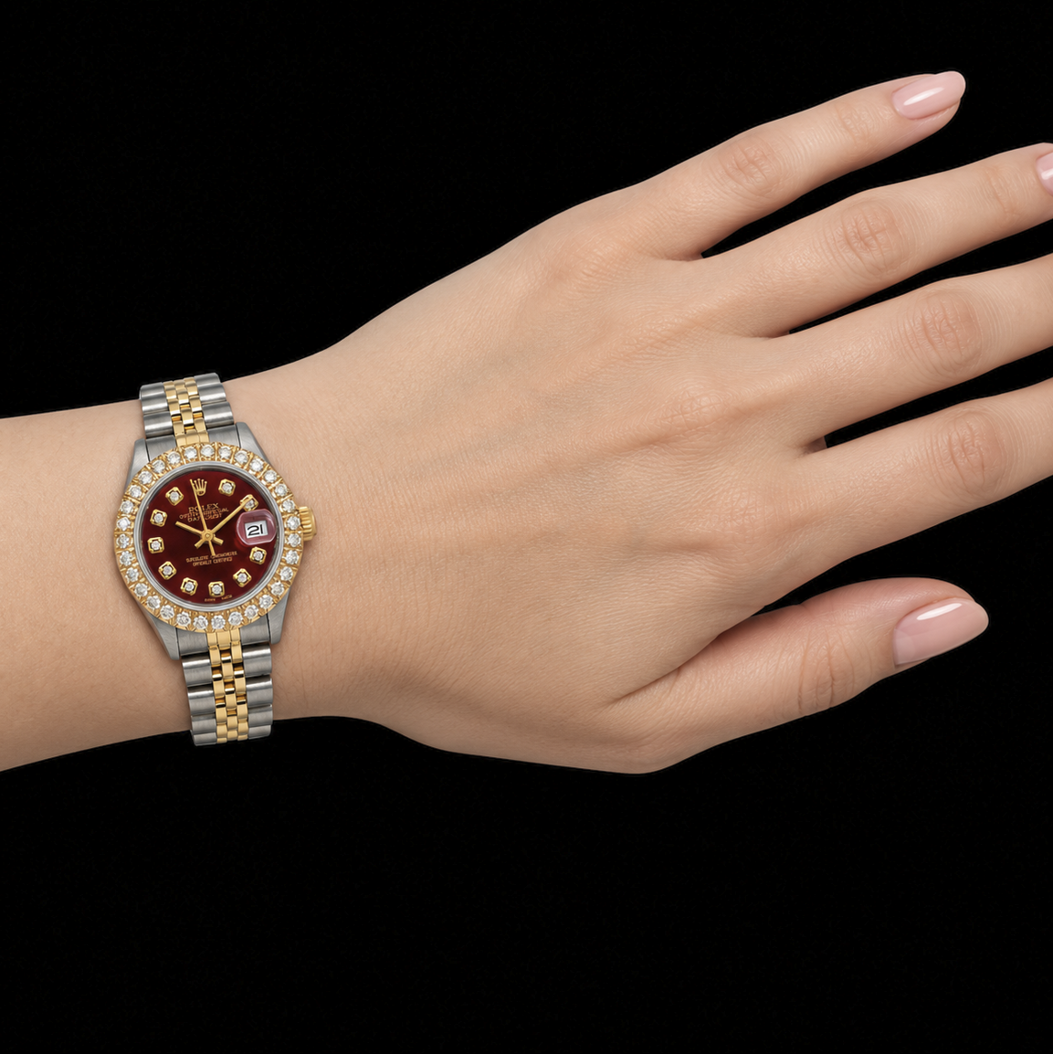 Rolex Datejust 6917 26 mm Orologio Bicolore Quadrante Rosso con Diamanti