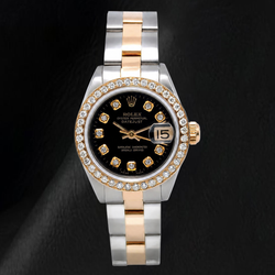 Rolex Datejust 6917 26 mm Orologio Bicolore Quadrante con Diamanti Nero