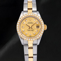 Orologio Rolex Datejust 6917 26 mm Quadrante Champagne con Diamanti Bicolore Bracciale Oyster