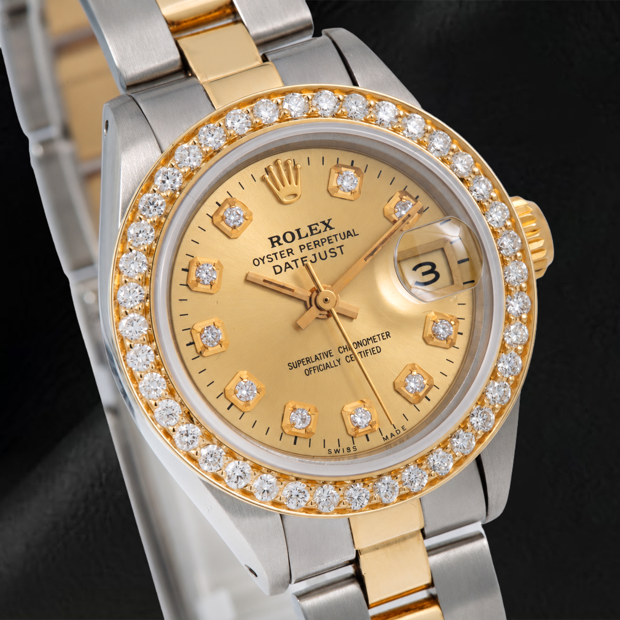 Orologio Rolex Datejust 6917 26 mm Quadrante Champagne con Diamanti Bicolore Bracciale Oyster