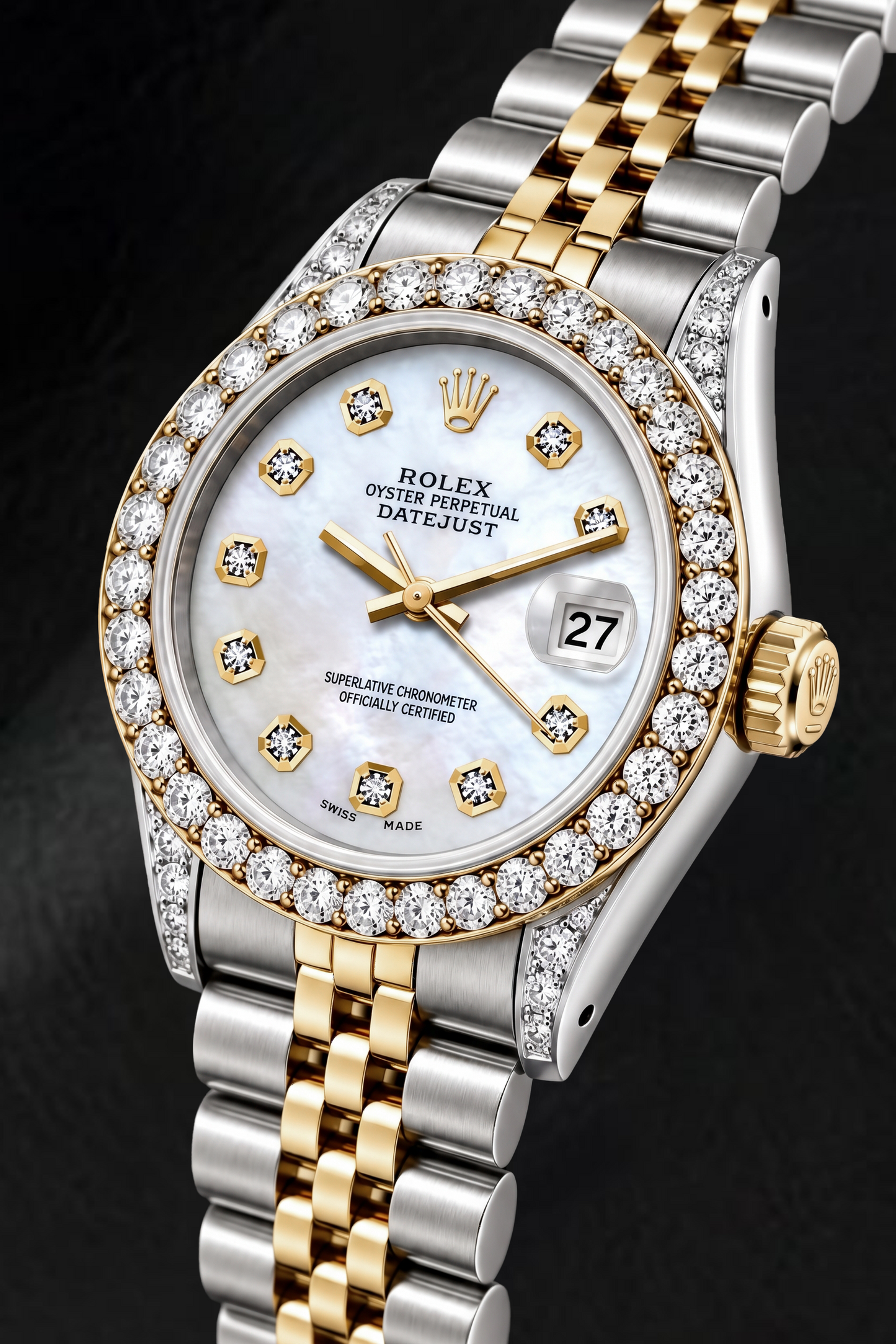 Rolex Datejust 6917 26mm Orologio Bicolore Quadrante con Diamanti in Madreperla Bianca