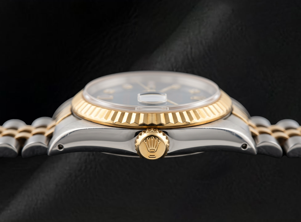 Rolex Datejust 6917 Orologio Bicolore 26 mm Quadrante Blu con Diamanti Lunetta Zigrinata