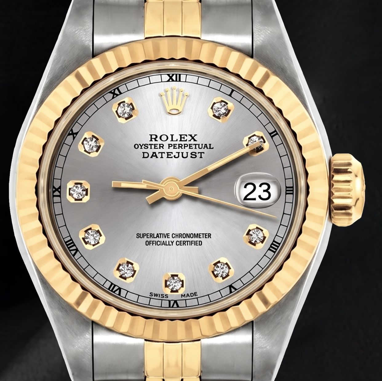 Rolex Datejust 6917 Orologio Bicolore 26 mm Quadrante Argento con Diamanti