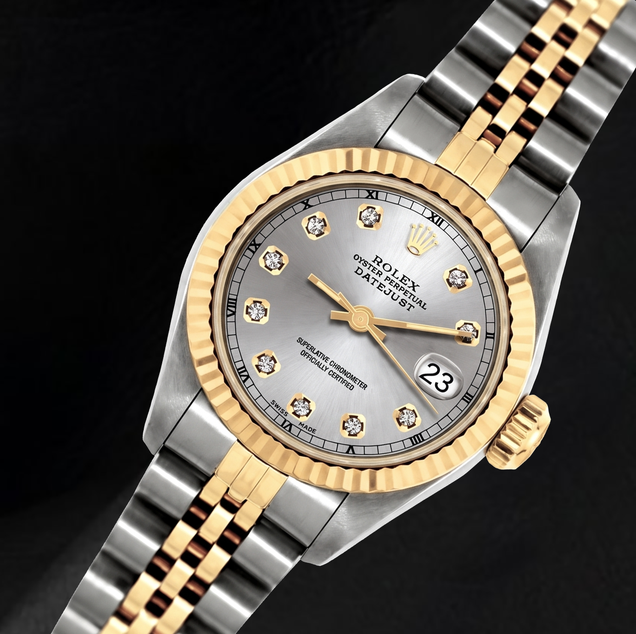 Rolex Datejust 6917 Orologio Bicolore 26 mm Quadrante Argento con Diamanti