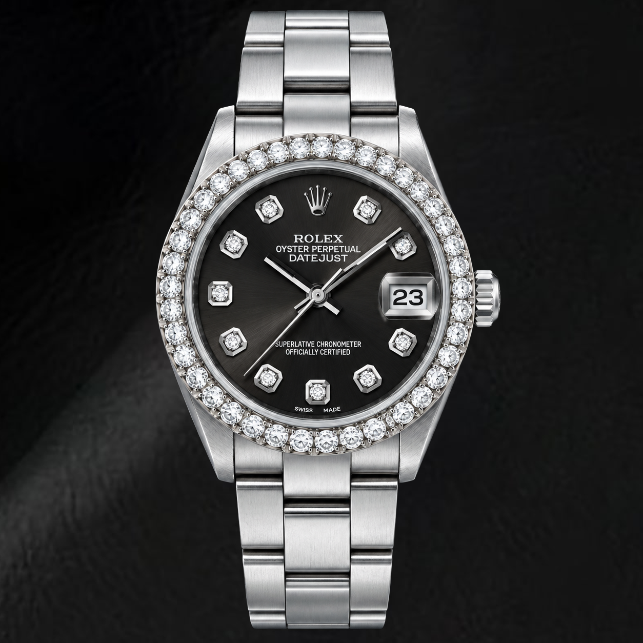 Rolex Datejust 78240 31mm Orologio in Acciaio Inossidabile con Quadrante Nero con Diamanti