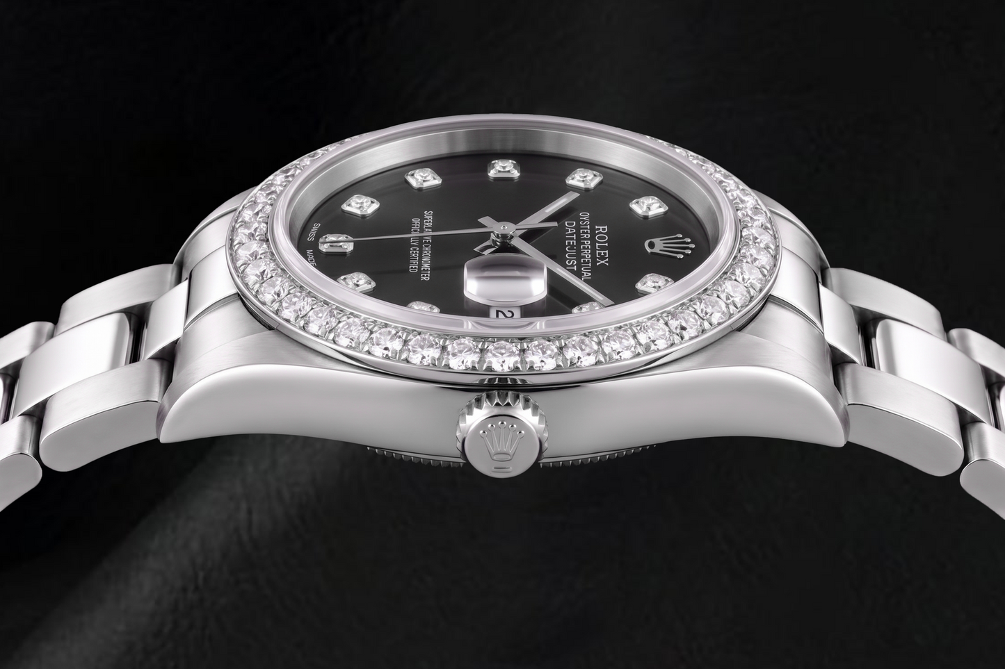 Rolex Datejust 78240 31mm Orologio in Acciaio Inossidabile con Quadrante Nero con Diamanti