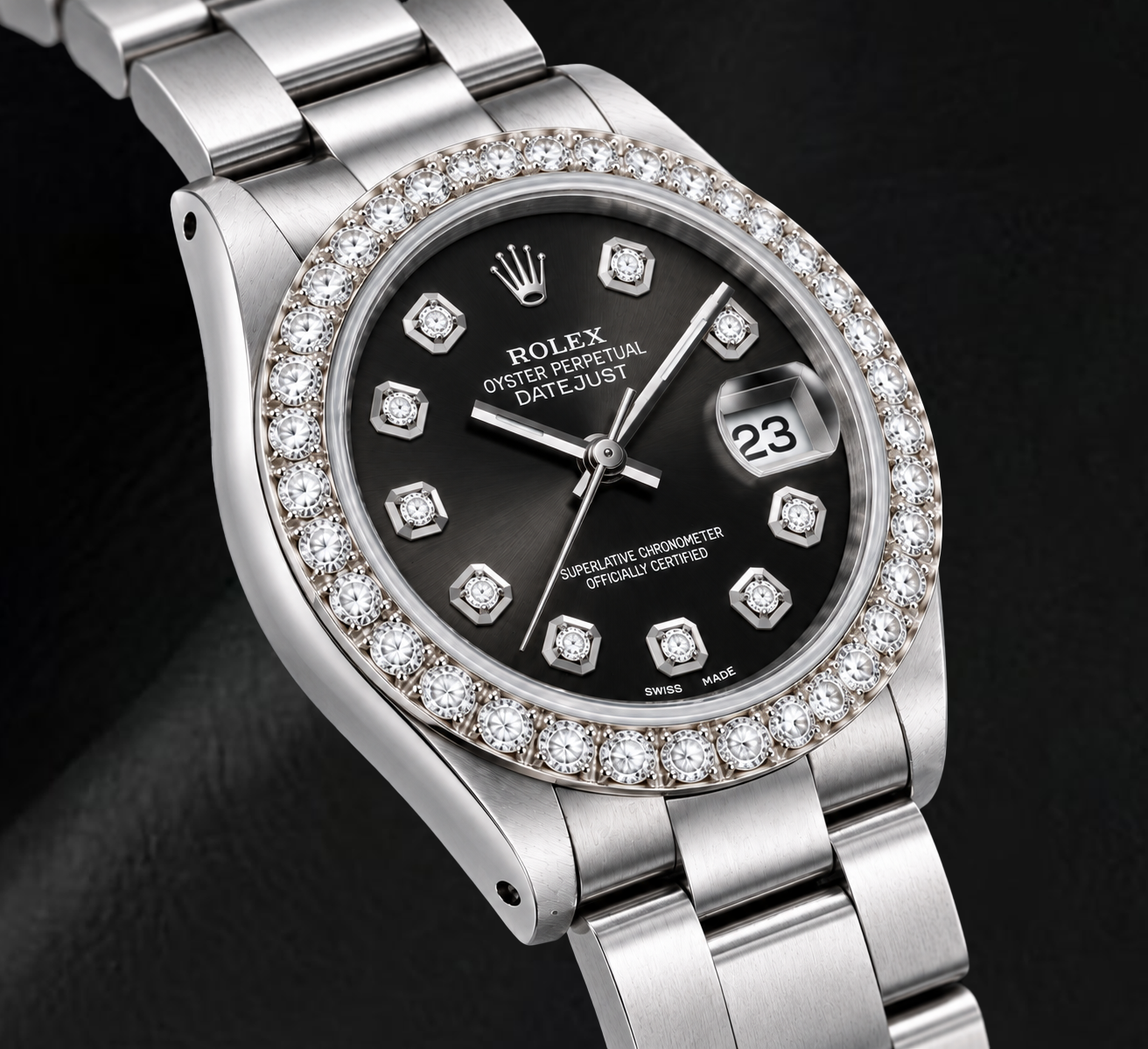 Rolex Datejust 78240 31mm Orologio in Acciaio Inossidabile con Quadrante Nero con Diamanti