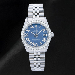 Rolex Datejust 78274 31 mm Quadrante Blu con Numeri Romani e Diamanti Acciaio Inossidabile Bracciale Jubilee
