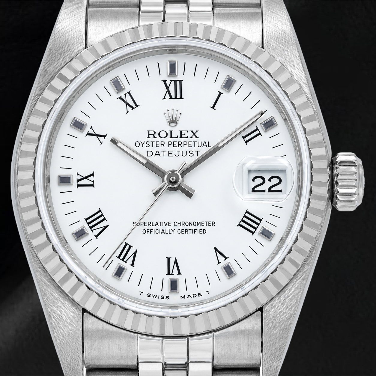 Orologio Rolex Datejust 78274 31 mm Quadrante Bianco con Numeri Romani Lunetta Liscia Acciaio Inossidabile Bracciale Jubilee