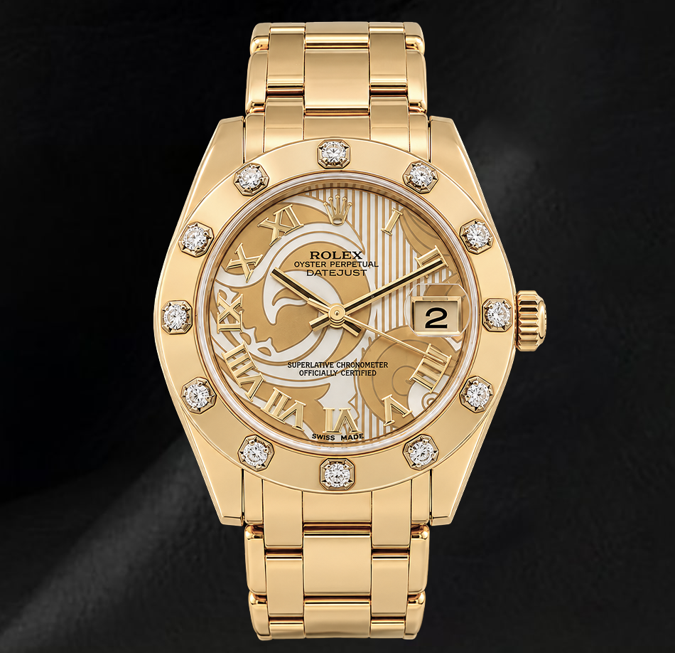 Rolex Datejust 81318 34 mm Orologio in Oro Giallo 18K Quadrante Romano in Madreperla Champagne