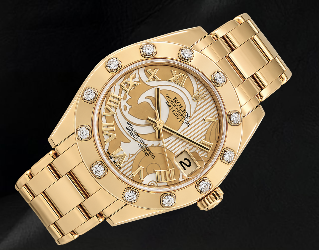 Rolex Datejust 81318 34 mm Orologio in Oro Giallo 18K Quadrante Romano in Madreperla Champagne