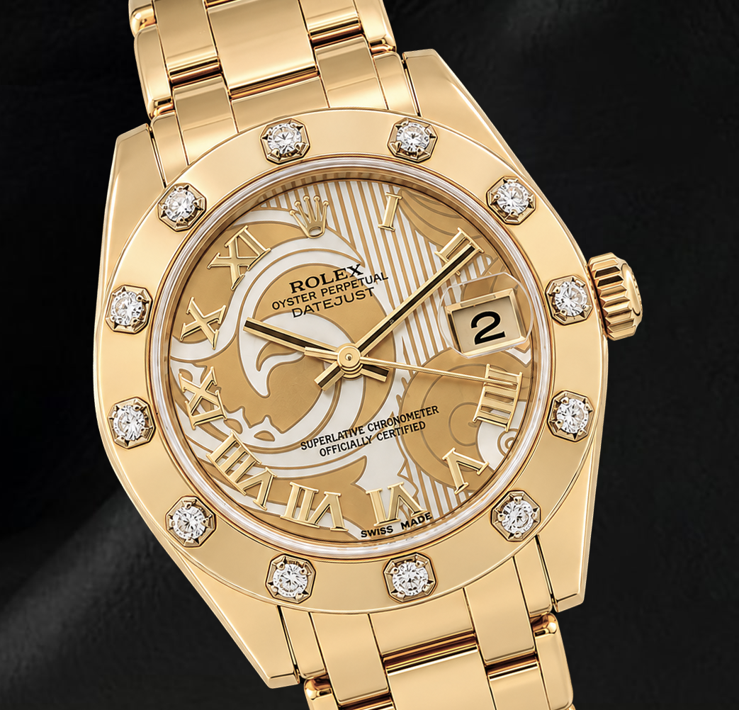 Rolex Datejust 81318 34 mm Orologio in Oro Giallo 18K Quadrante Romano in Madreperla Champagne
