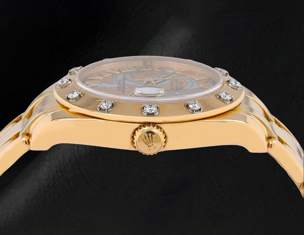 Rolex Datejust 81318 34 mm Orologio in Oro Giallo 18K Quadrante Romano in Madreperla Champagne