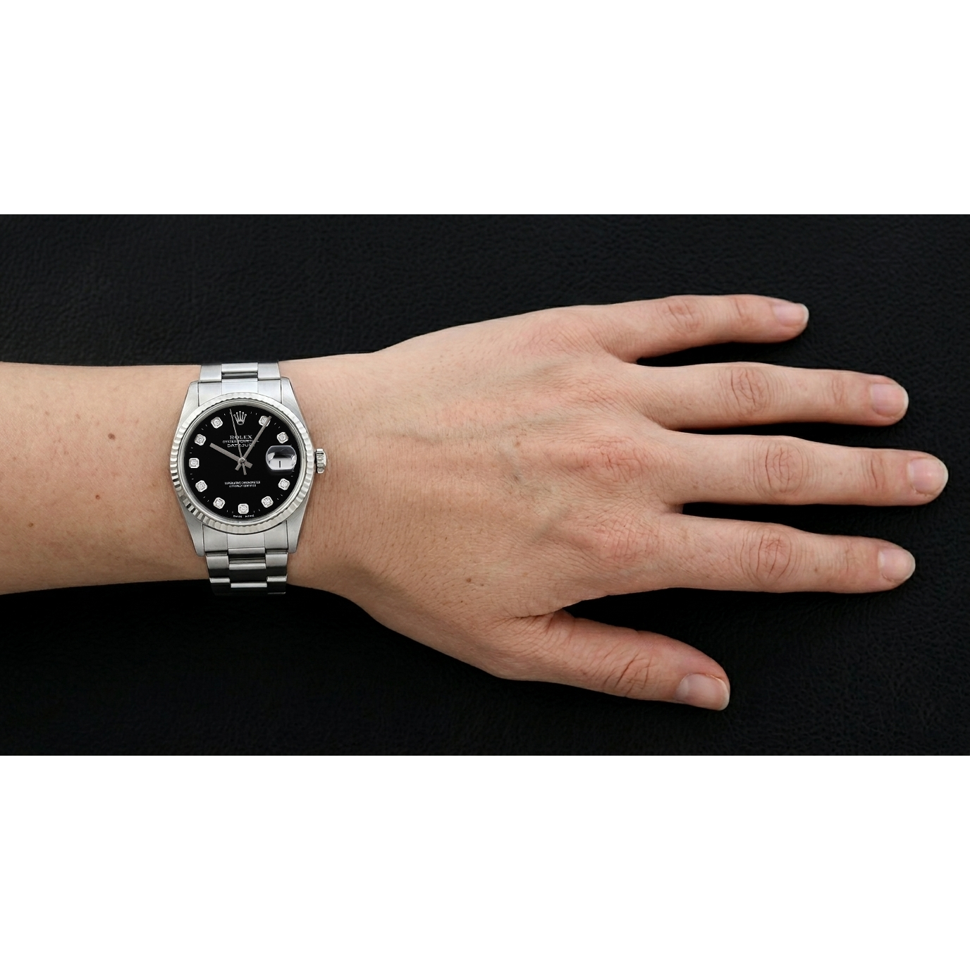 Orologio Rolex Datejust con Quadrante con Diamanti Nero e Bracciale Oyster in Acciaio Inossidabile