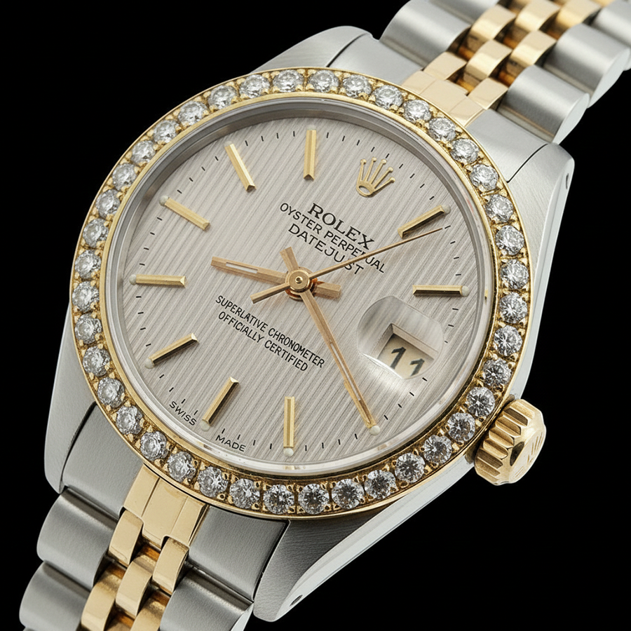 Rolex Datejust Giubileo in acciaio inossidabile e oro Orologio a bastone bianco Datejust