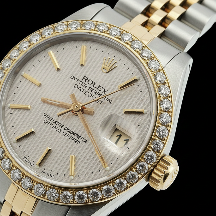 Rolex Datejust Giubileo in acciaio inossidabile e oro Orologio a bastone bianco Datejust