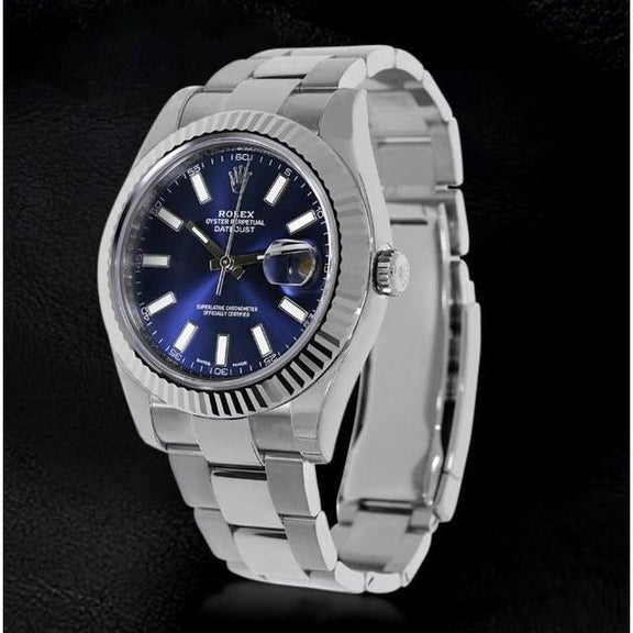 Rolex Datejust II 41 mm quadrante blu orologio da uomo bracciale ostrica
