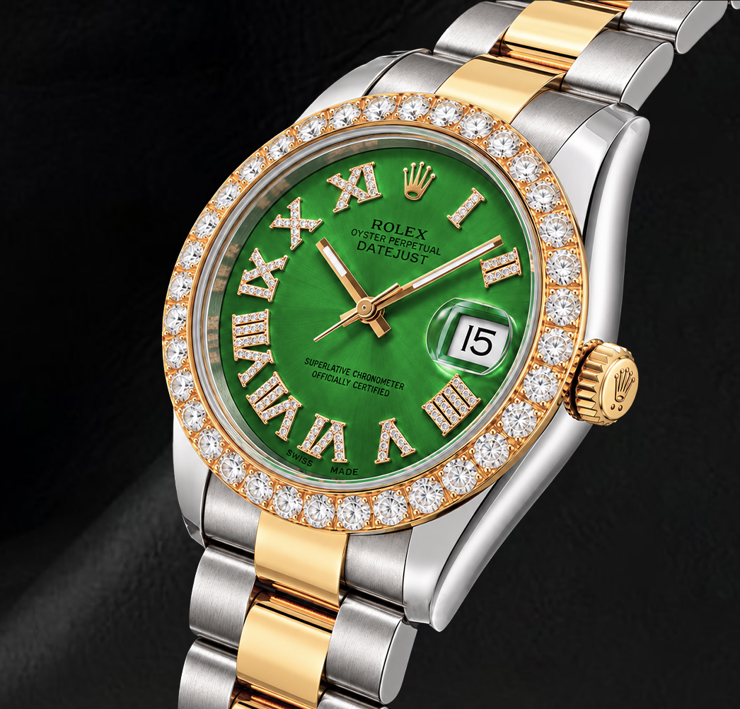 Rolex Datejust II 41 mm 116333 Orologio Bicolore Quadrante con Diamanti e Numeri Romani Verdi