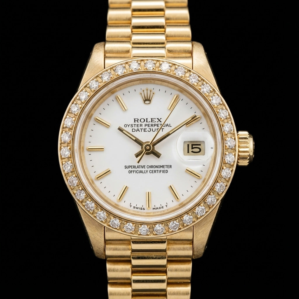 Rolex Datejust Orologio Bracciale in oro giallo Quadrante con lunetta in diamanti