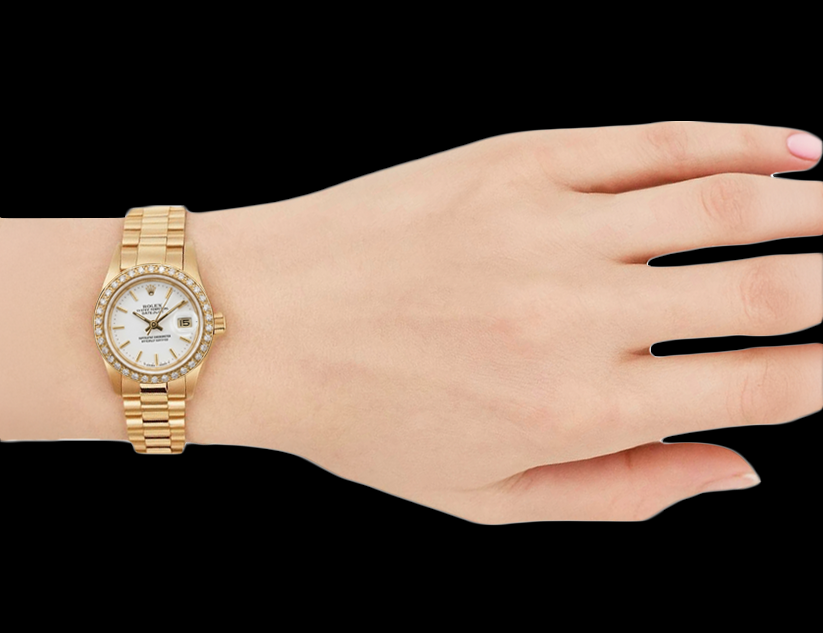 Rolex Datejust Orologio Bracciale in oro giallo Quadrante con lunetta in diamanti