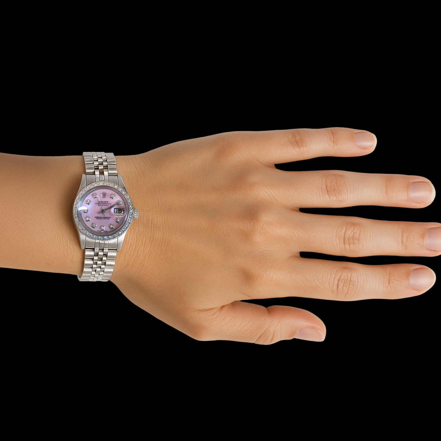 Rolex Datejust Orologio quadrante in madreperla con diamanti e lunetta acciaio inossidabile P1
