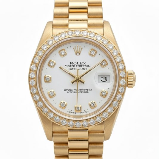 Rolex Datejust Orologio stile presidenziale lunetta in oro quadrante con diamanti Rolex
