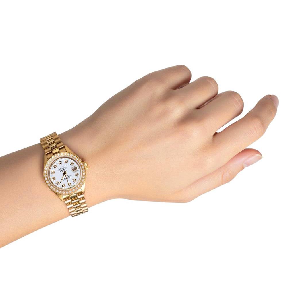 Rolex Datejust Orologio stile presidenziale lunetta in oro quadrante con diamanti Rolex P2