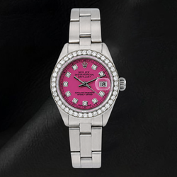 Orologio Rolex Datejust 6916 26 mm in Acciaio Inossidabile con Quadrante Rosa con Diamanti