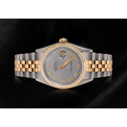 Rolex Datejust Roman Dial Lunetta scanalata Orologio da uomo bicolore a regolazione rapida