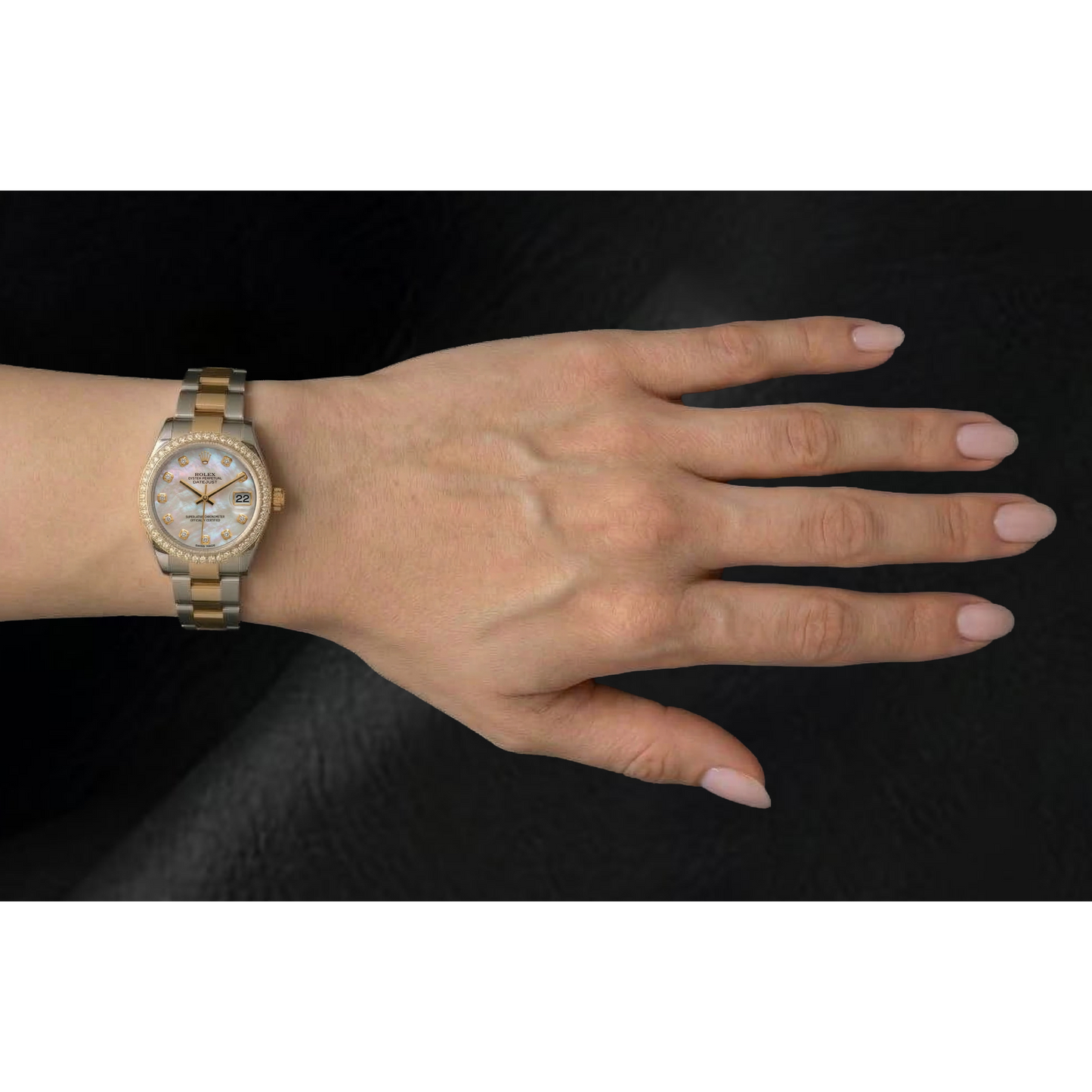 Perla Coltivata anello in Two Tone – primo piano