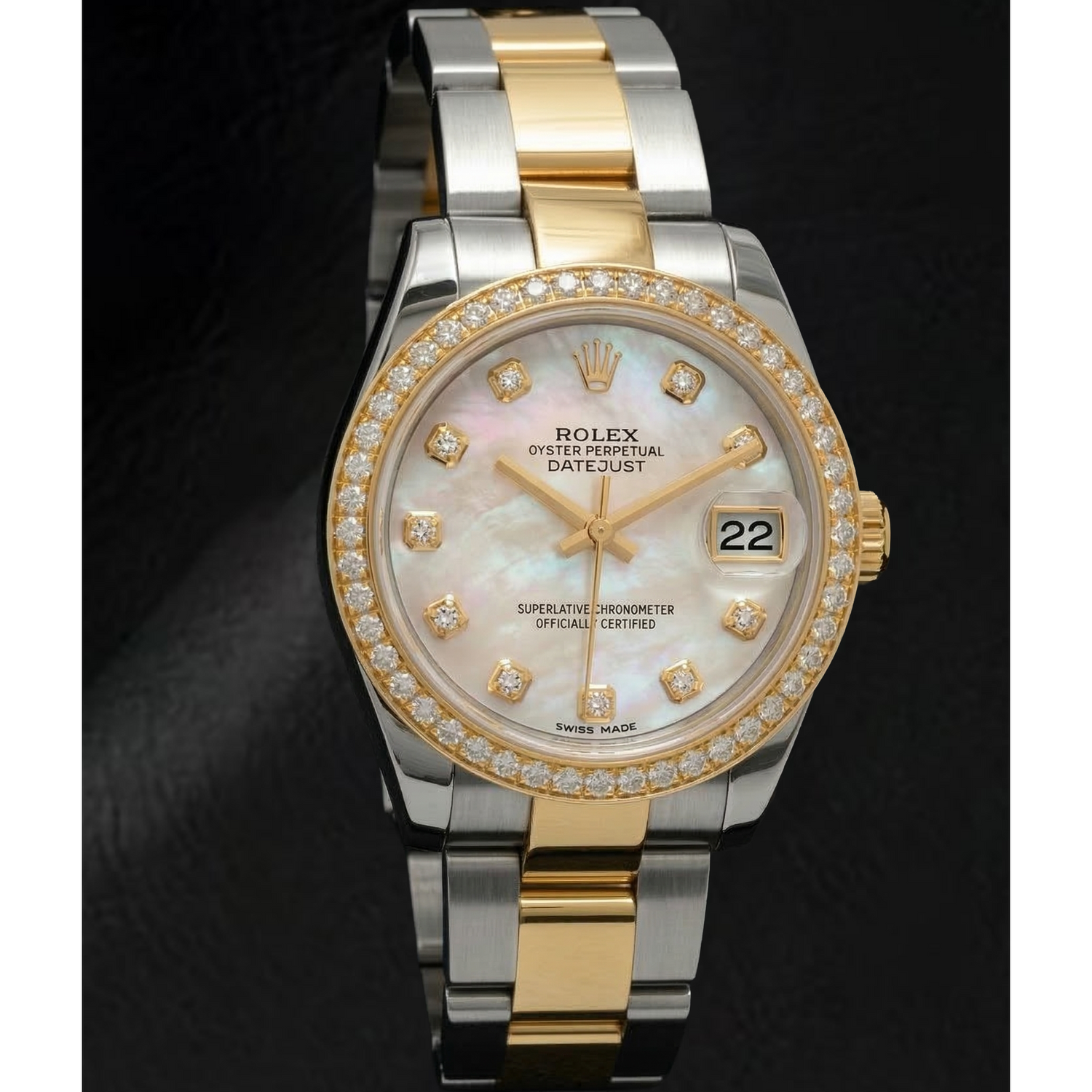 Perla Coltivata Rolex in Two Tone – vista frontale