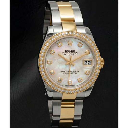 Perla Coltivata Rolex in Two Tone – vista frontale