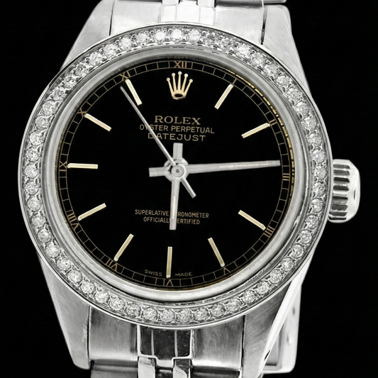 Rolex Datejust bastone nero Quadrante orologio da donna Bracciale giubileo in acciaio inossidabile
