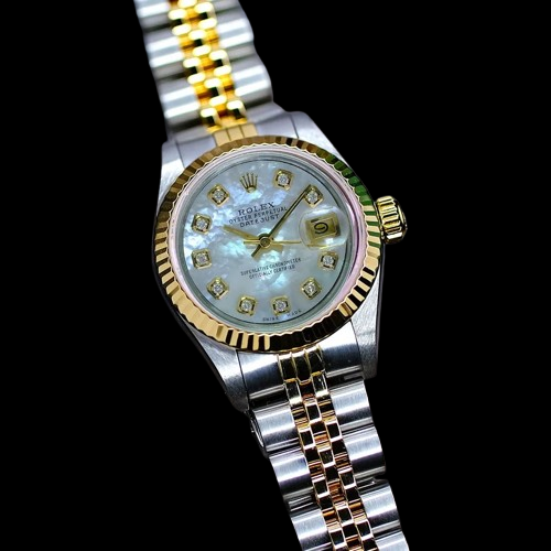 Rolex Datejust con quadrante bianco e orologio da donna in acciaio inossidabile e oro giallo