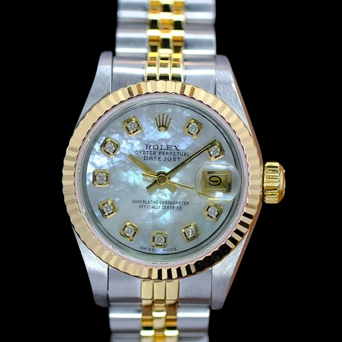 Rolex Datejust con quadrante bianco e orologio da donna in acciaio inossidabile e oro giallo