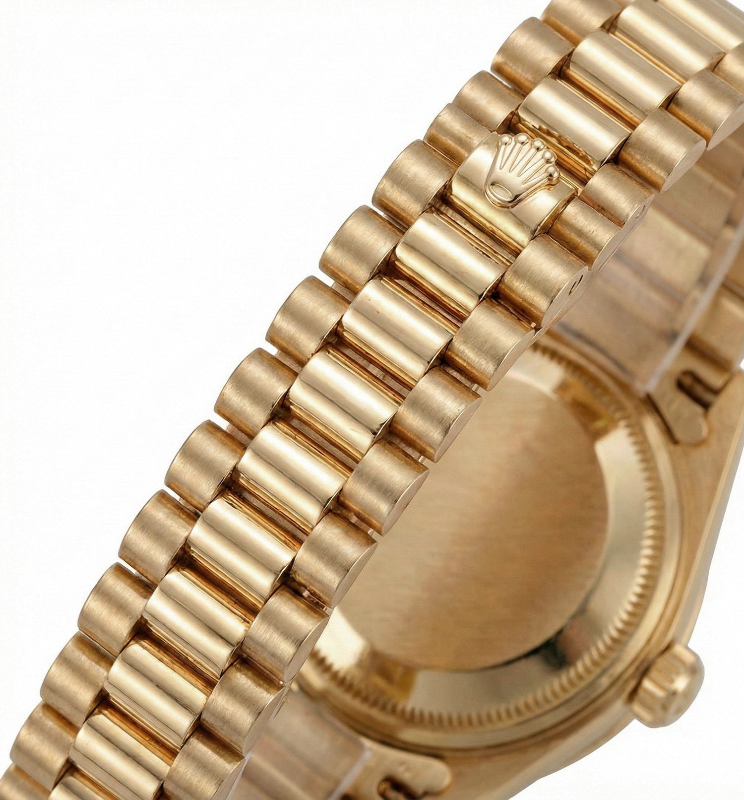 Rolex Datejust lunetta champagne arazzo bastone quadrante orologio stile presidente