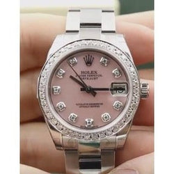 Rolex Datejust orologio rosa madreperla quadrante personalizzato lunetta con diamanti acciaio inossidabile