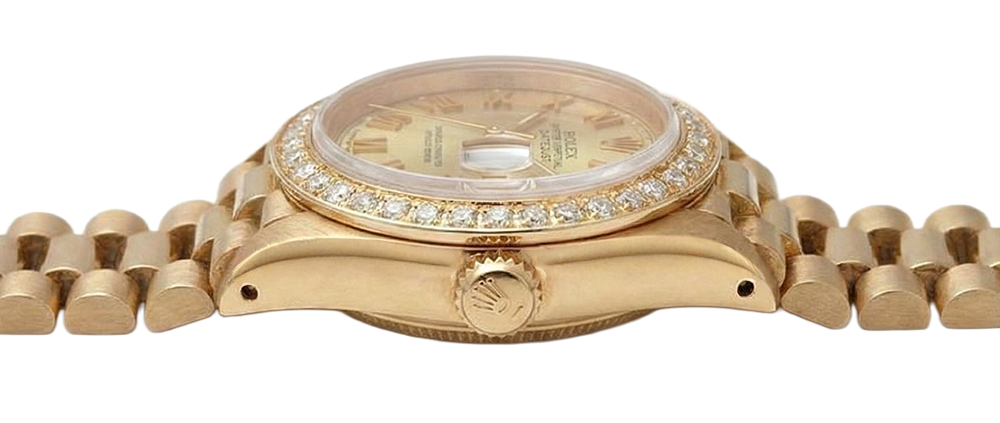 Rolex Datejust orologio stile presidenziale champagne con quadrante lunetta