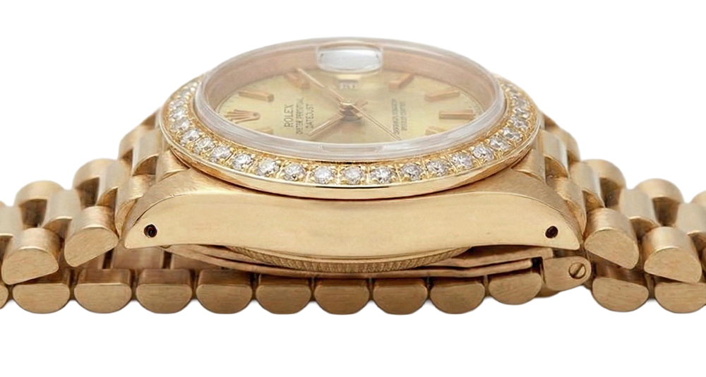 Rolex Datejust orologio stile presidenziale champagne con quadrante lunetta