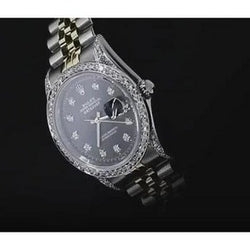 Rolex Datejust presa rapida Senza fori Lunetta con diamanti Quadrante nero Bracciale in acciaio inossidabile