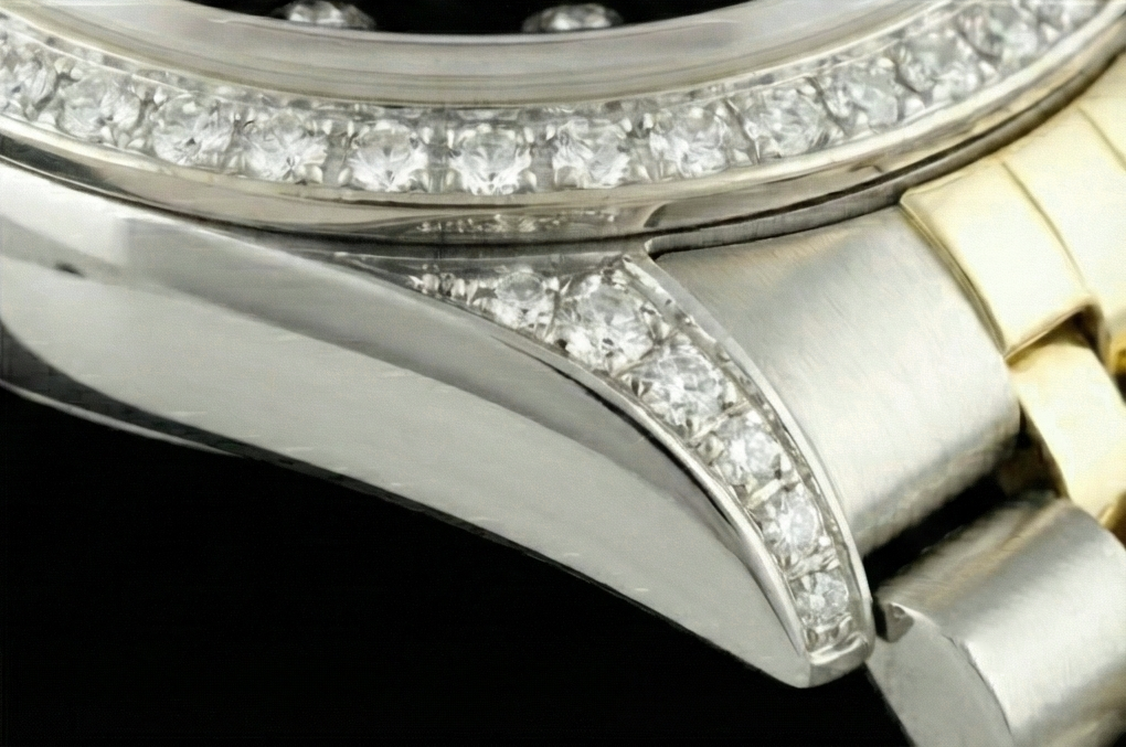 Rolex Datejust presa rapida Senza fori Lunetta con diamanti Quadrante nero Bracciale in acciaio inossidabile