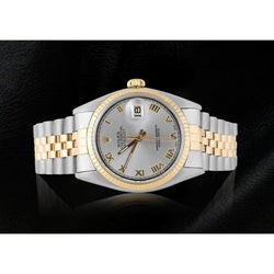 Rolex Datejust quadrante grigio romano con lunetta scanalata orologio da uomo bicolore impostazione rapida