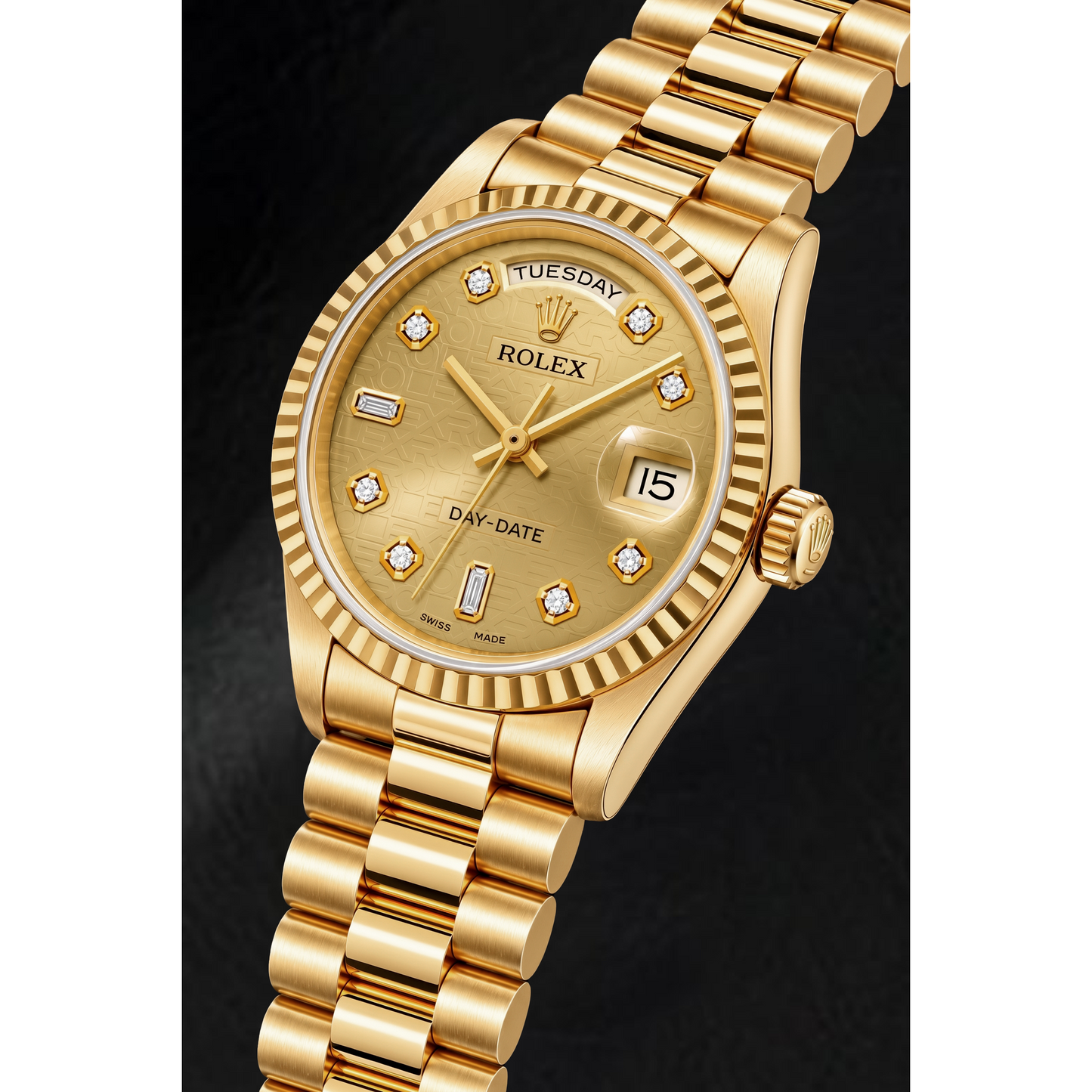 Orologio Rolex Day-Date 18238 36mm Oro Giallo Quadrante con Diamanti Champagne Jubilé